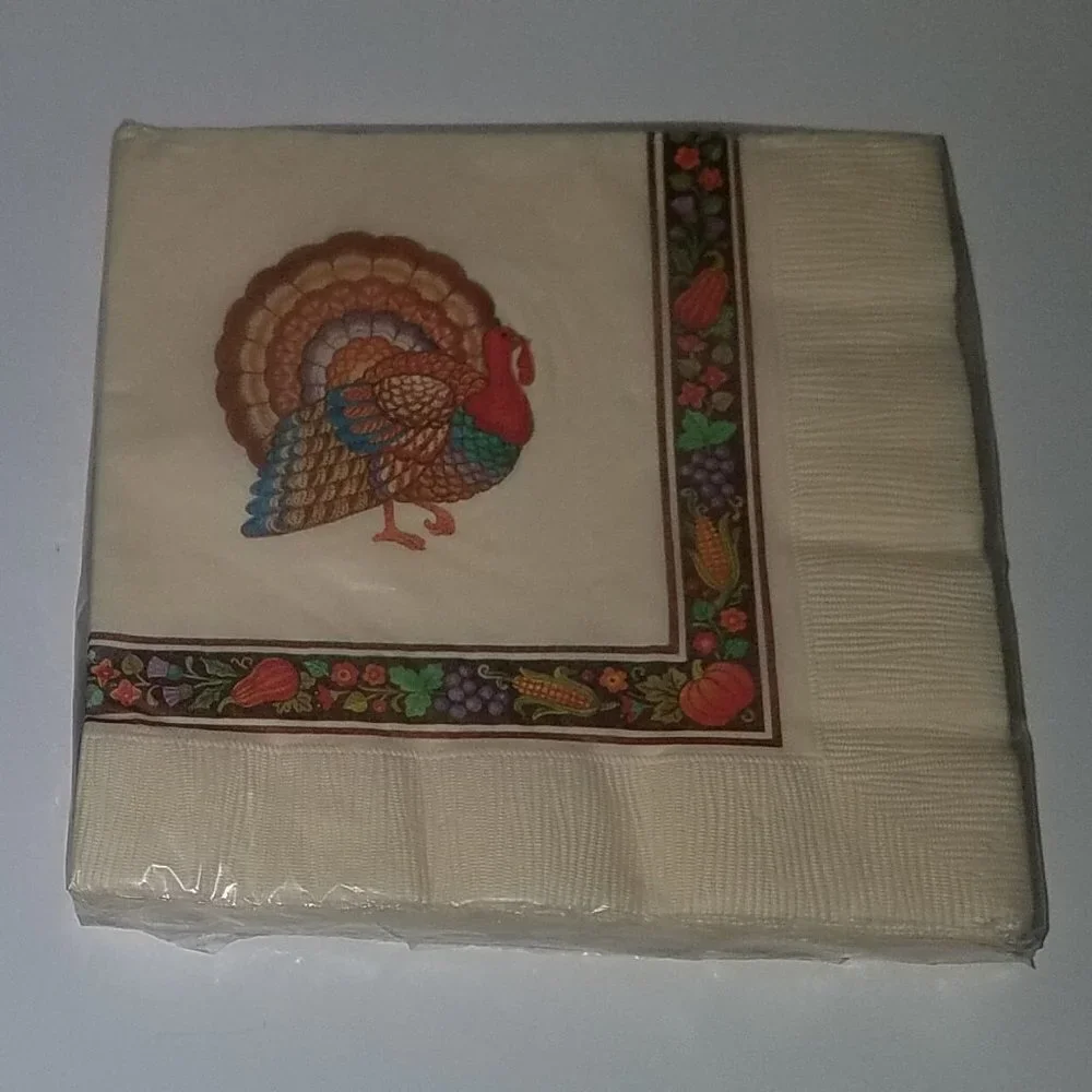 NEW 3 Packages Turkey Thanksgiving Napkins Lot Pumpkins